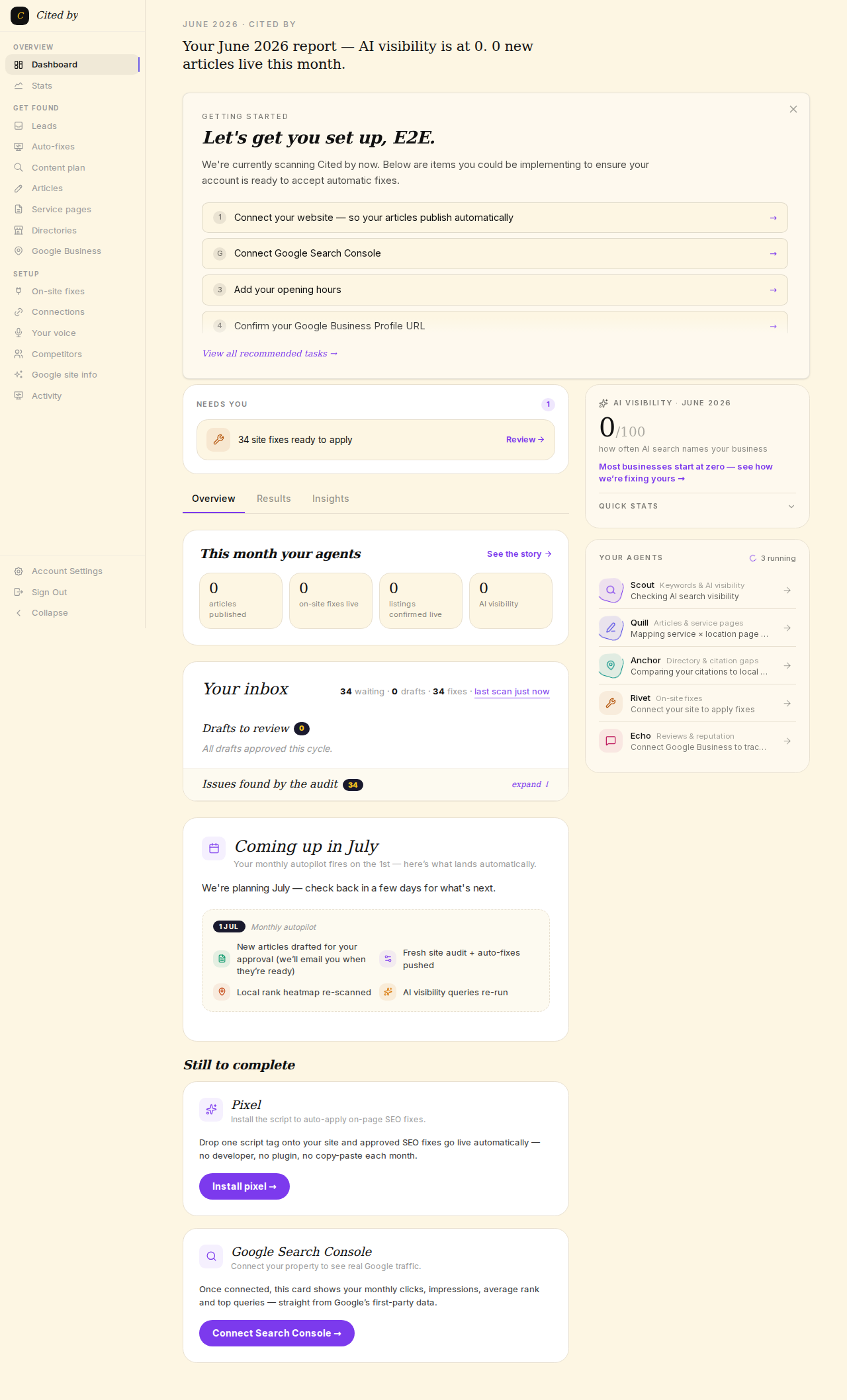The live CitedBy dashboard
